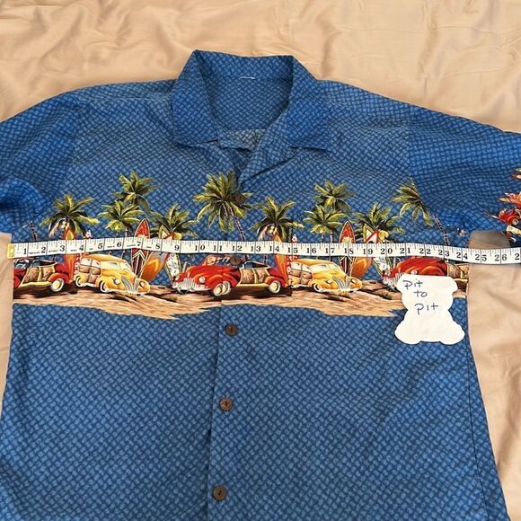 Old cars surfboards & palm trees what a groovy shirt size XXL seems smaller GUC - Picture 3 of 10